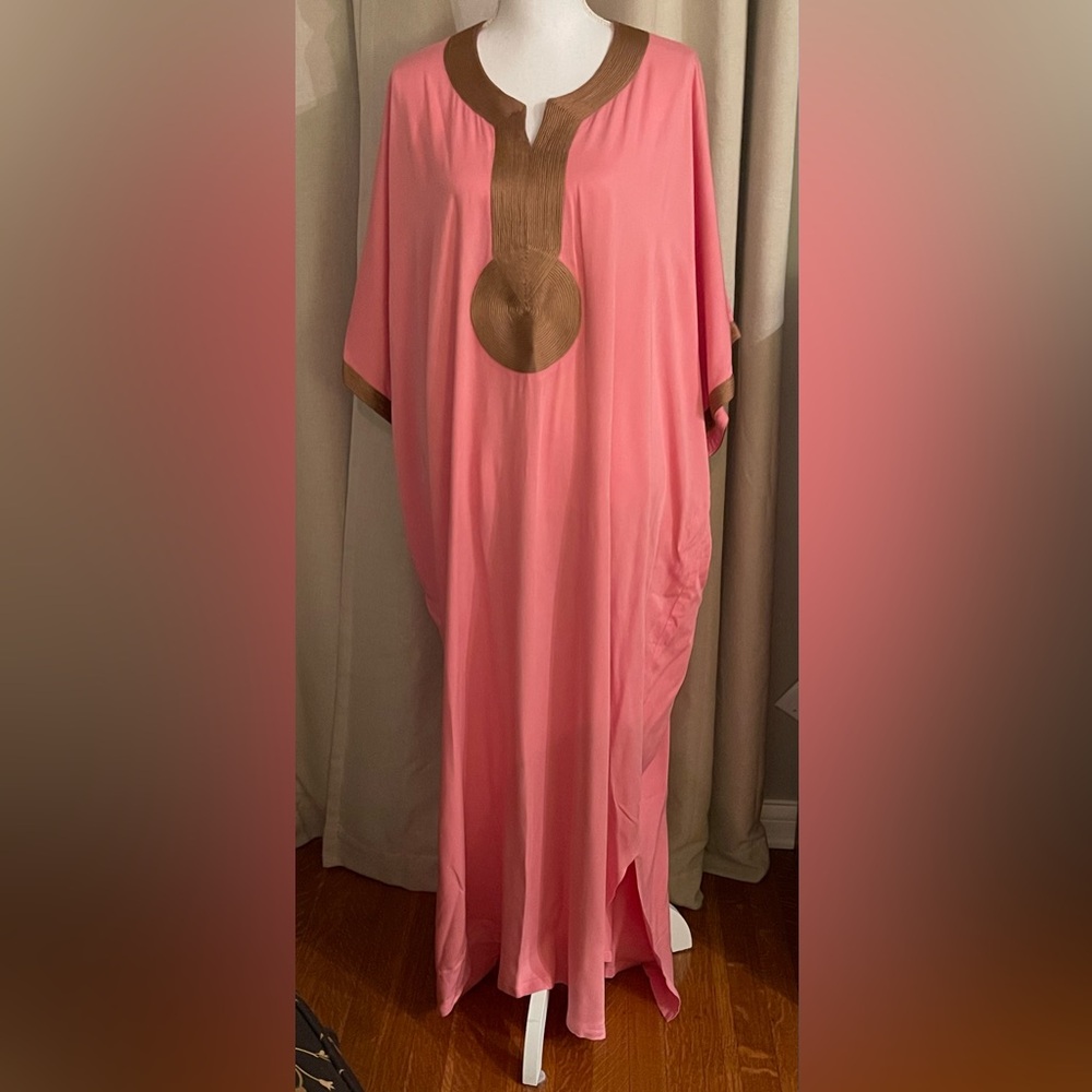 Beautiful El Fenn Long Kaftan Purchased In Morocco. Lovely Pink With Gold Trim
